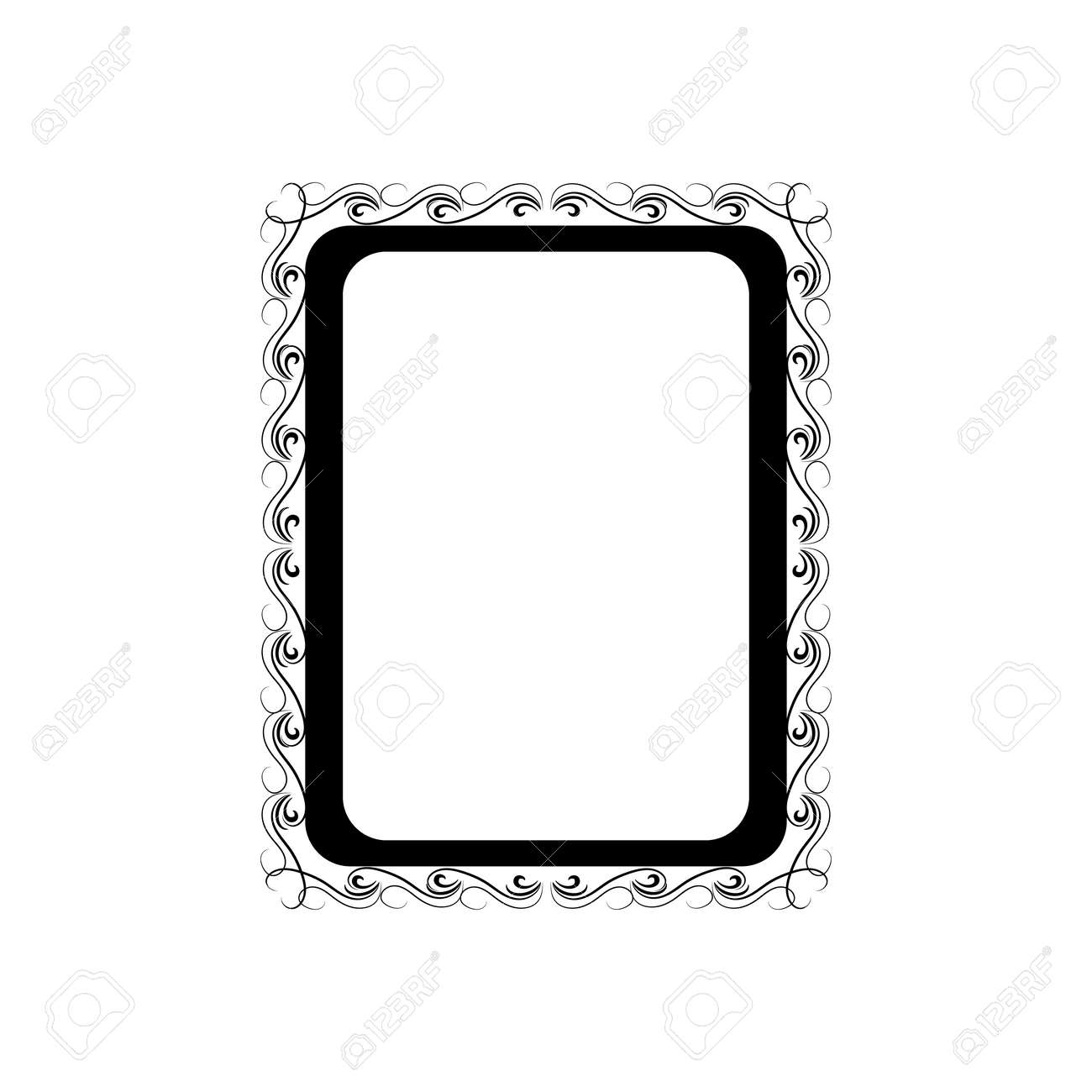 Monochrome frame with wavy line for pfoto. - 159702357 Monochrome frame with wavy line for pfoto. - 159702357