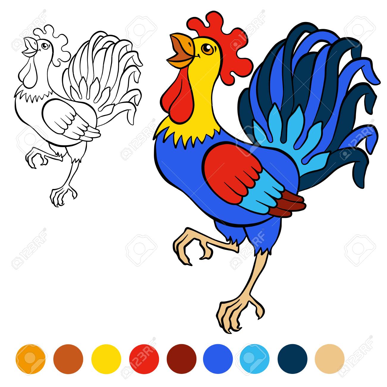 Malvorlage Color Me Hahn Nette Schone Hahn Schreit Lizenzfrei Nutzbare Vektorgrafiken Clip Arts Illustrationen Image 56471740