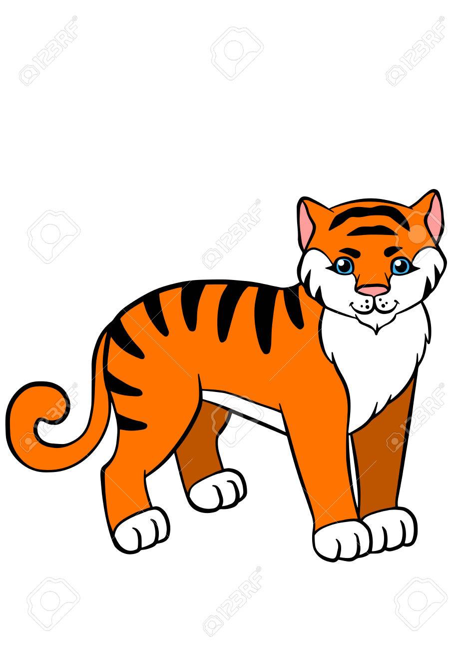 De Dibujos Animados Animales Salvajes Para Los Niños. Pequeño Tigre Lindo Se Encuentra Y Sonríe. Ilustraciones Svg, Vectoriales, Clip Art Vectorizado Libre De Derechos. Image 57526909. De Dibujos Animados Animales Salvajes Para Los Niños. Pequeño Tigre Lindo Se Encuentra Y Sonríe. Ilustraciones Svg, Vectoriales, Clip Art Vectorizado Libre De Derechos. Image 57526909.