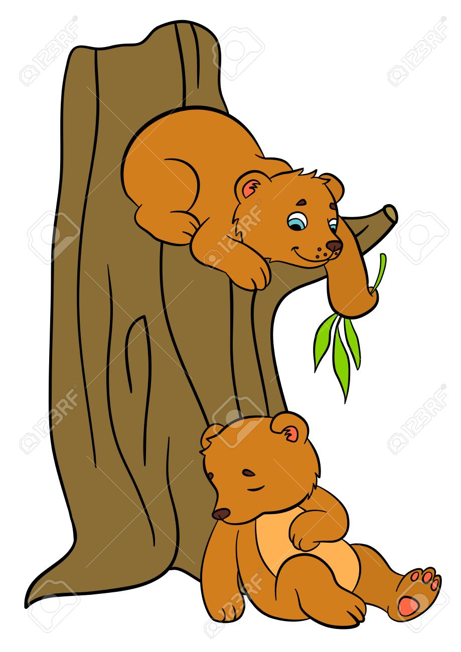 cartoon animals for kids two little cute baby bears royalty free