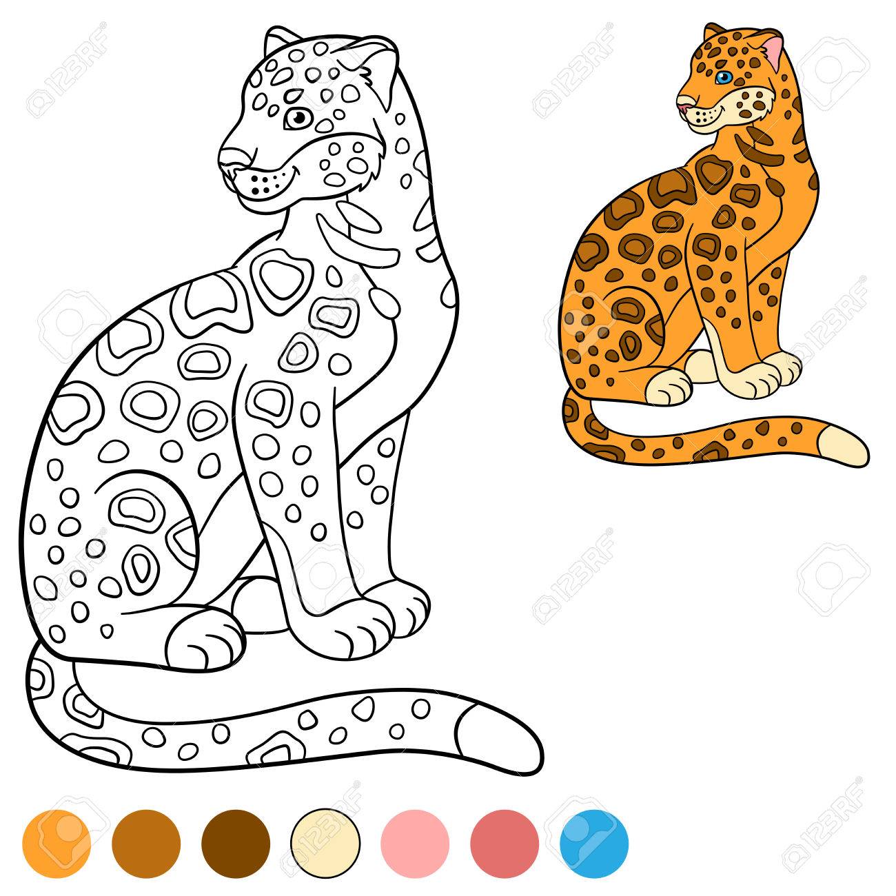 Coloring Page With Colors. Cute Jaguar Sits And Smiles. Royalty Free SVG, Cliparts, Vectors, And Stock Illustration. Image 59796916. Coloring Page With Colors. Cute Jaguar Sits And Smiles. Royalty Free SVG, Cliparts, Vectors, And Stock Illustration. Image 59796916.