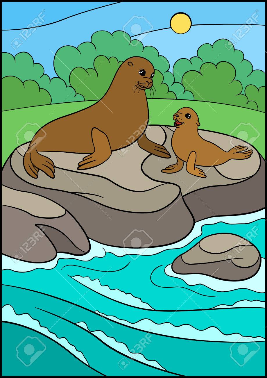 Animales De Dibujos Animados Lobo Marino De La Madre Con Su Pequeno Bebe Lindo Que Yacia Sobre La Roca Cerca De La Costa Ilustraciones Vectoriales Clip Art Vectorizado Libre De Derechos Image Animales De Dibujos Animados Lobo Marino De La Madre Con Su Pequeno Bebe Lindo Que Yacia Sobre La Roca Cerca De La Costa Ilustraciones Vectoriales Clip Art Vectorizado Libre De Derechos Image