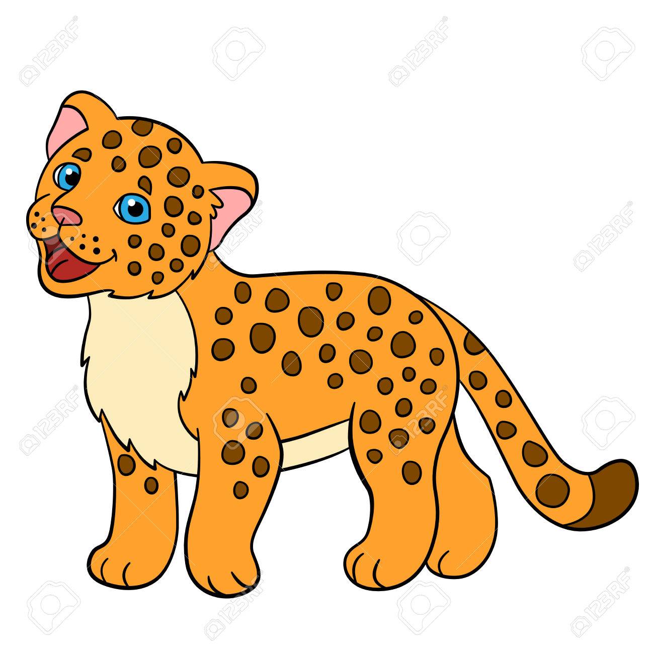 Animaux De Bande Dessinee Pour Les Enfants Petit Bebe Jaguar Mignon Sourit Clip Art Libres De Droits Vecteurs Et Illustration Image