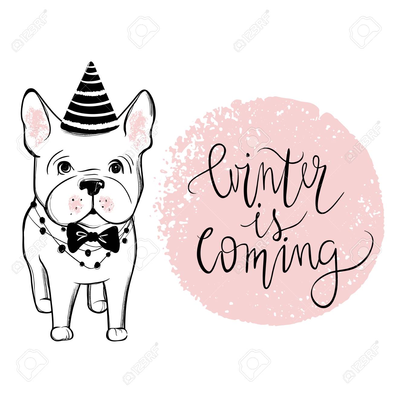 おかしい犬のメリー クリスマス イラスト 手描きの背景 Fのイラスト素材 ベクタ Image