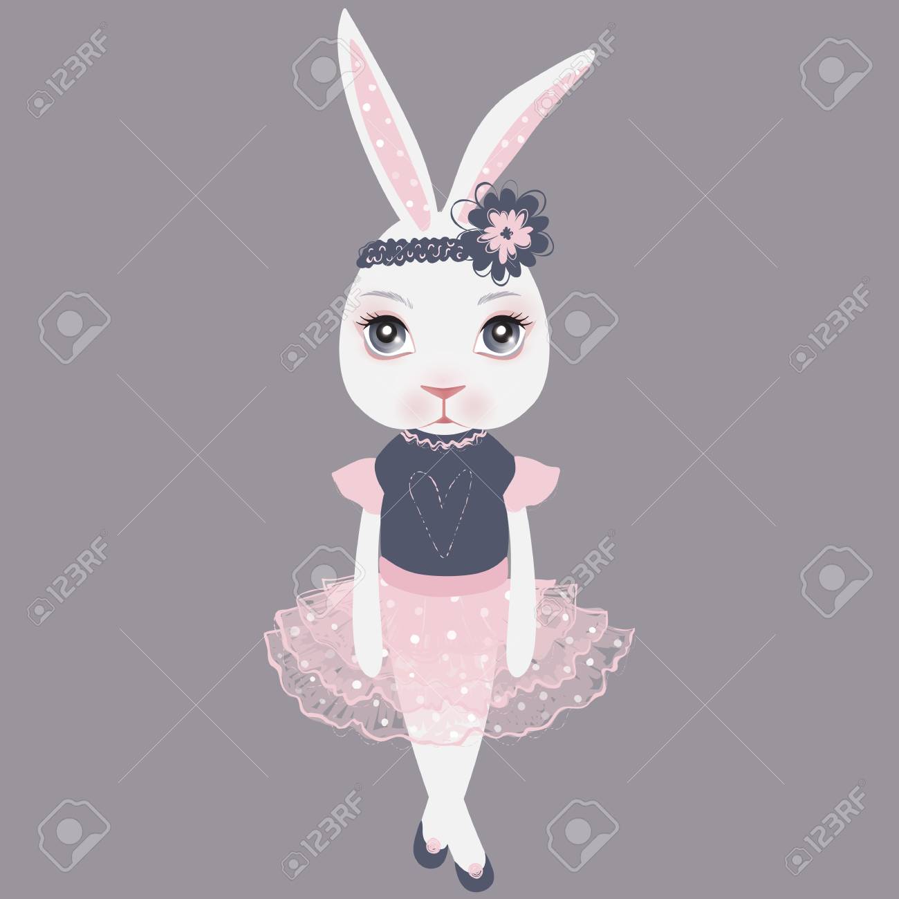 Vestido De Niña Con Estampado De Conejo De Dibujos Animados Vestido De Niña Con Estampado De Conejo De Dibujos Animados