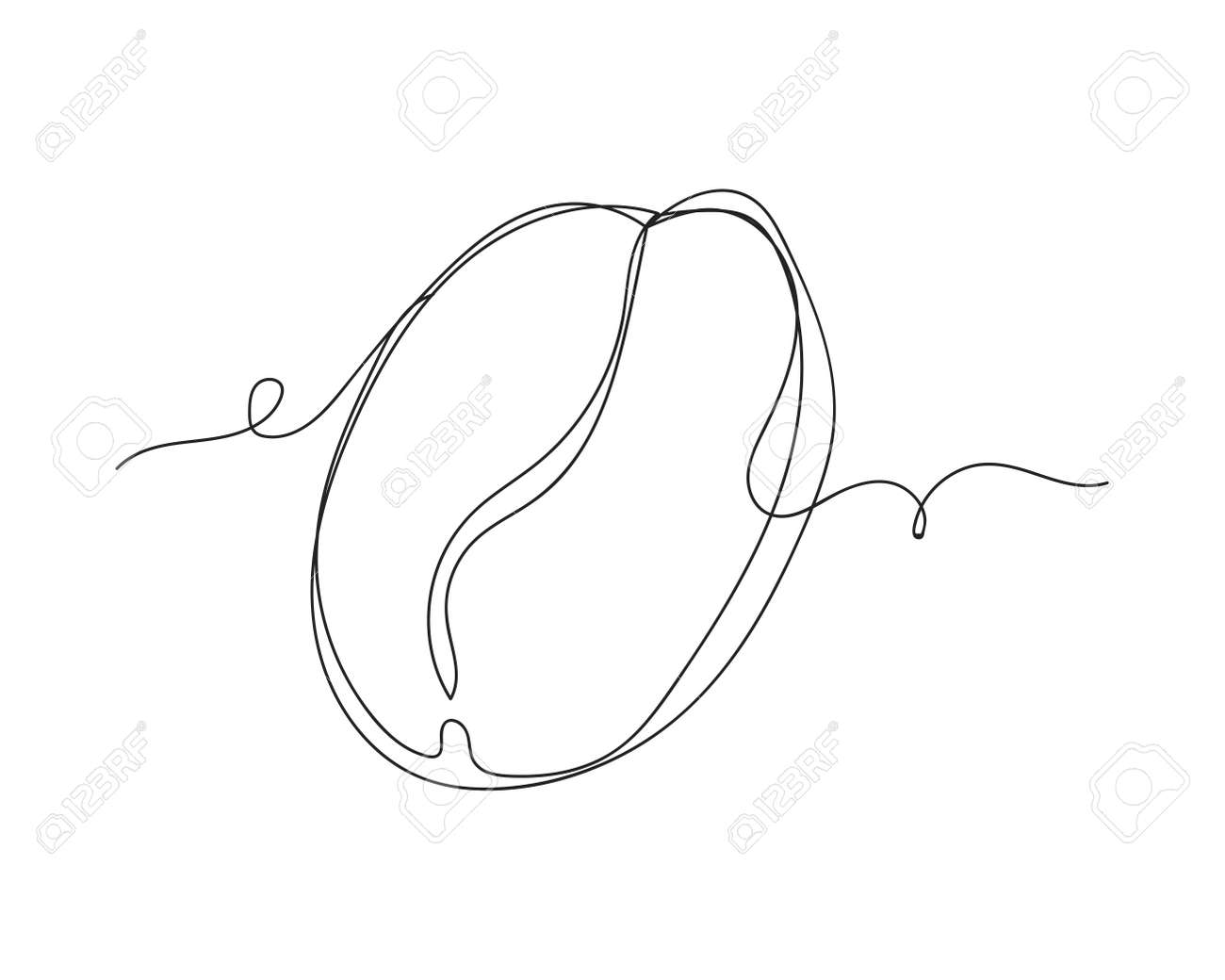 Continuous One Line Drawing Of Close Up Of A Coffee Bean In Silhouette On A  White Background. Linear Stylized.Minimalist. Клипарты, SVG, векторы, и  Набор Иллюстраций Без Оплаты Отчислений. Image 172744509