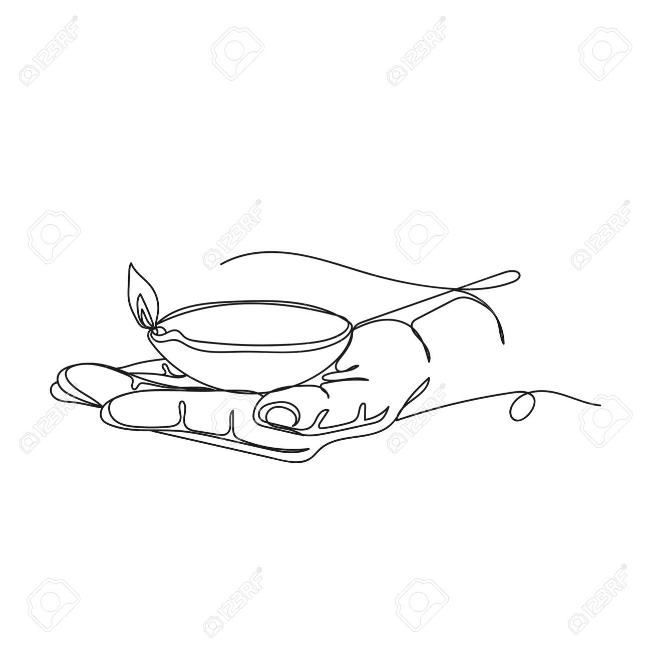 Continuous One Line Drawing Of Indian Festival Diwali Lamp In Hand In  Silhouette On A White Background. Linear Stylized. Royalty Free SVG,  Cliparts, Vectors, and Stock Illustration. Image 175631307., image size:1300x1300