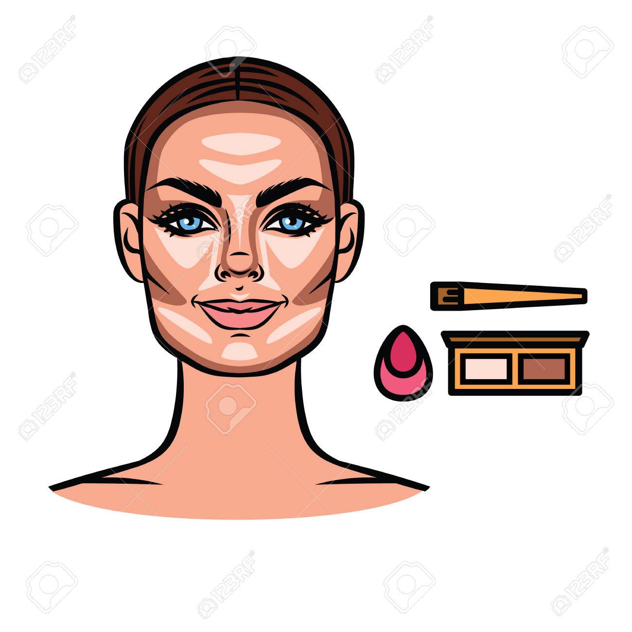 女性の顔のベクトル イラストの輪郭です 輪郭 メイクアップ メイクアップ ツールです のイラスト素材 ベクタ Image 女性の顔のベクトル イラストの輪郭です 輪郭 メイクアップ メイクアップ ツールです のイラスト素材 ベクタ Image