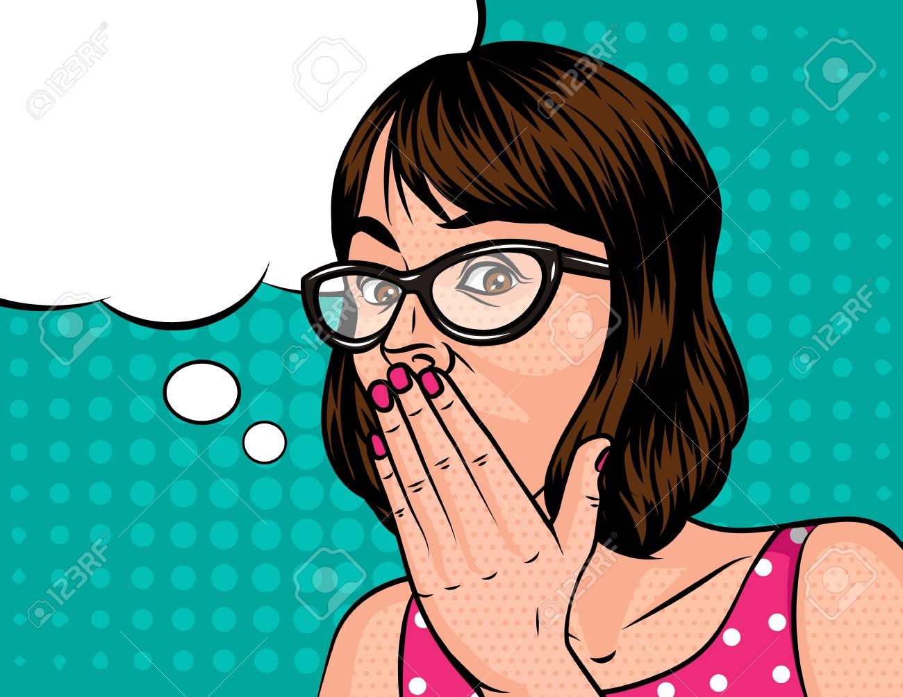A Girl With A Short Hair In Shocked Emotion Woman In Glasses