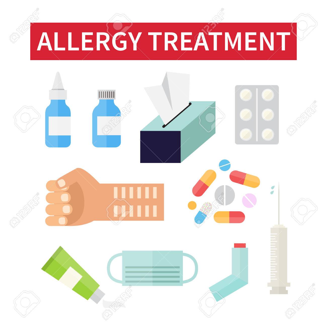 Allergy Treatment Allergic Reaction And Medical Care Searching Allergen Vector Illustration Royalty Free Cliparts Vectors And Stock Illustration Image 54968665