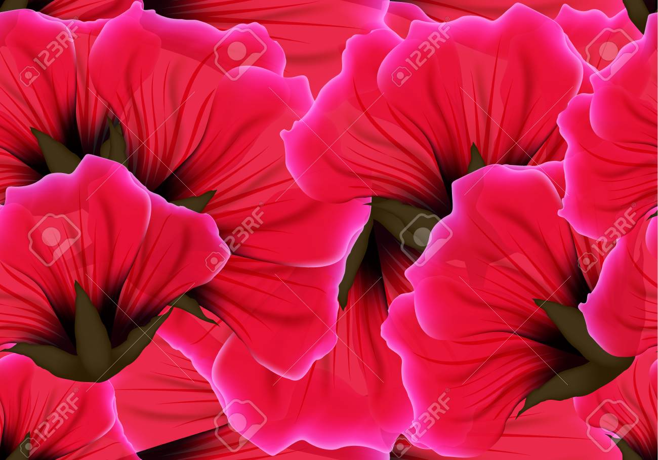 Floral Pattern Sans Couture Avec Fleur Rouge Et Pétale Rose Fond De Passion De Couleur Vive Vif Et Répétant Emballage De Papier Ou De Tissu