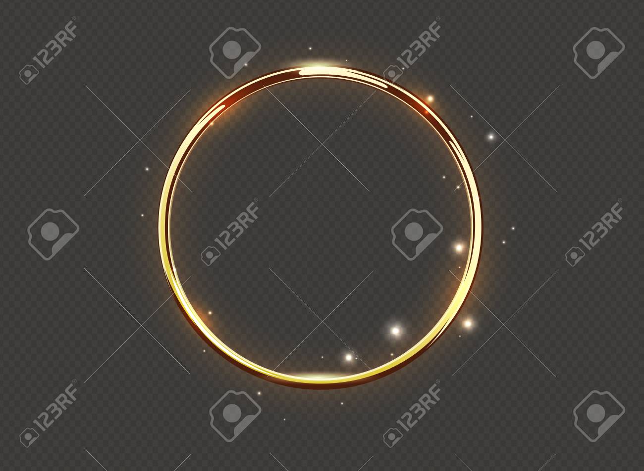 Abstract luxury golden glow ring on transparent background. Vector light circles spotlight and sparks light effect. Gold color round sparkling frame - 93755812 Abstract luxury golden glow ring on transparent background. Vector light circles spotlight and sparks light effect. Gold color round sparkling frame - 93755812