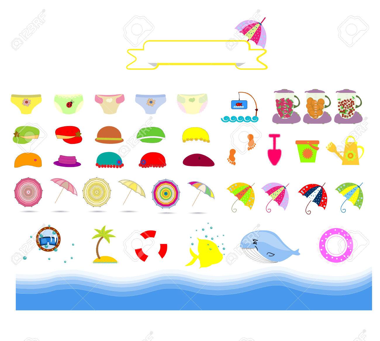 Isolated Summer Beach Stuff For Kids On A White Background Royalty Free Cliparts Vectors And Stock Illustration Image 27905679