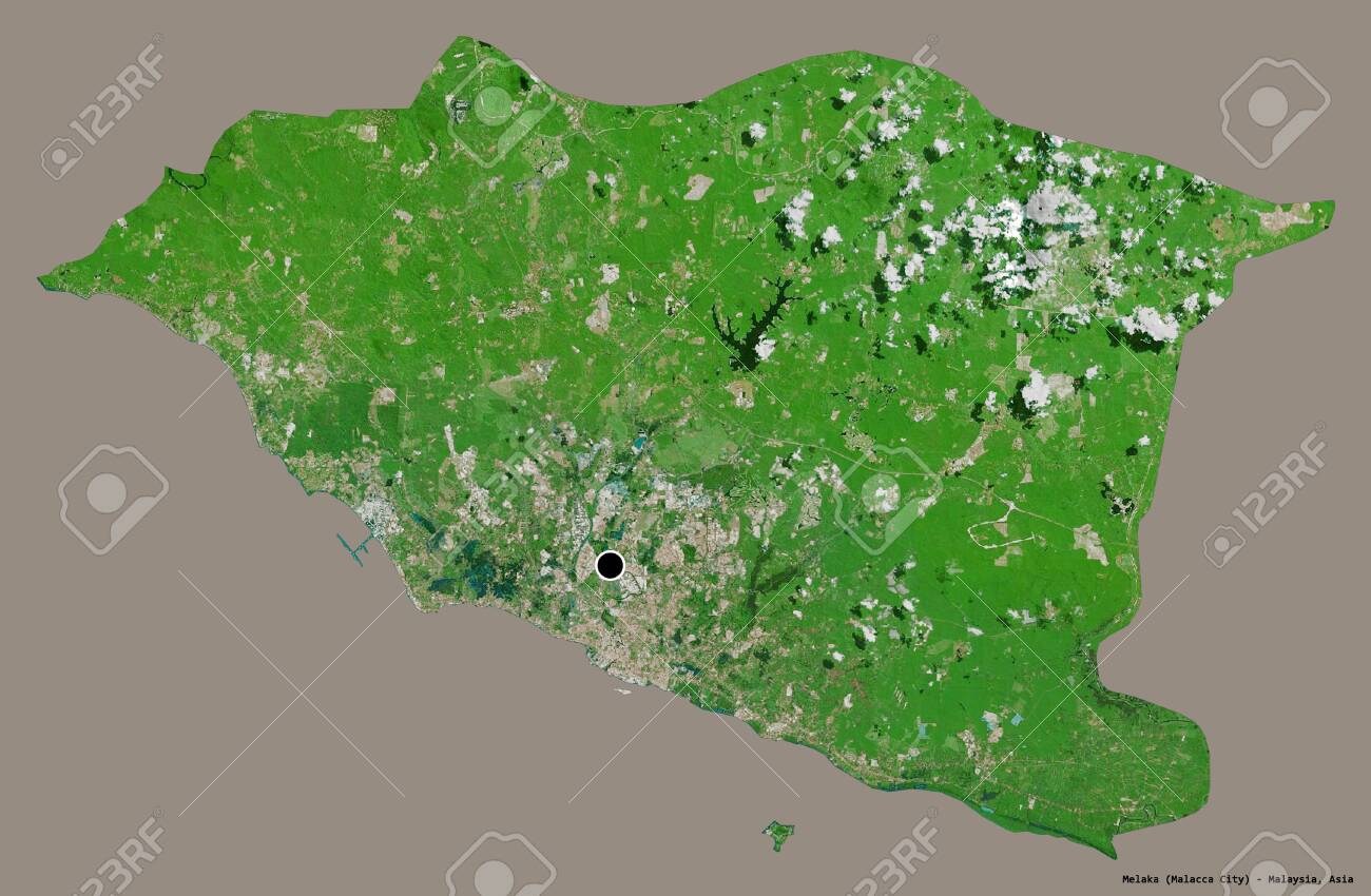 Shape Of Melaka, State Of Malaysia, With Its Capital Isolated On A Solid  Color Background. Satellite Imagery. 3D Rendering Stock Photo, Picture and  Royalty Free Image. Image 153671606.