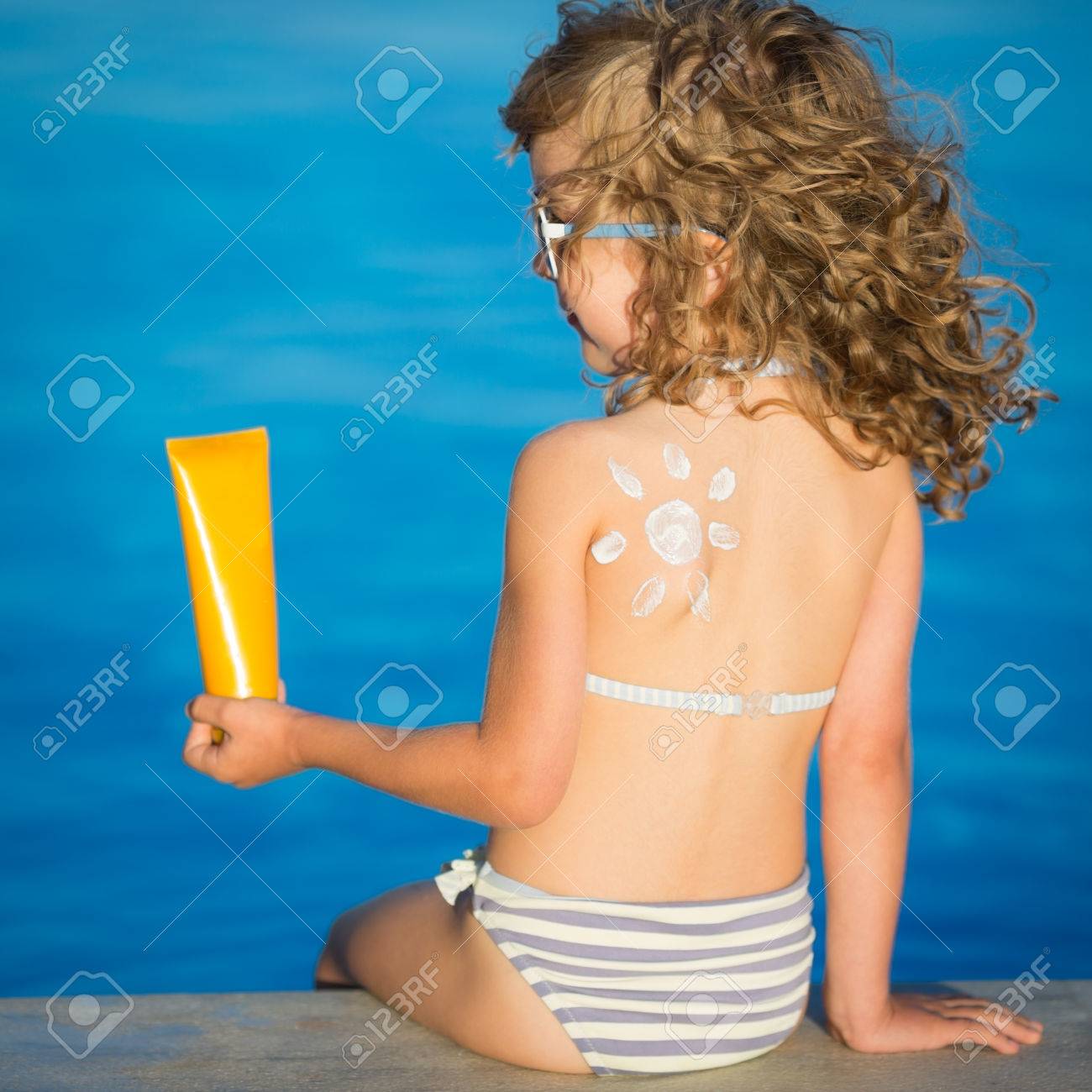 Sunscreen Lotion Sun Drawing On Children Back Summer Vacation Stock Photo Picture And Royalty Free Image Image