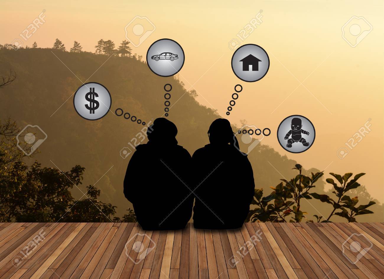 風景の背景に将来についてカップル愛夢の写真素材・画像素材 Image 26052868