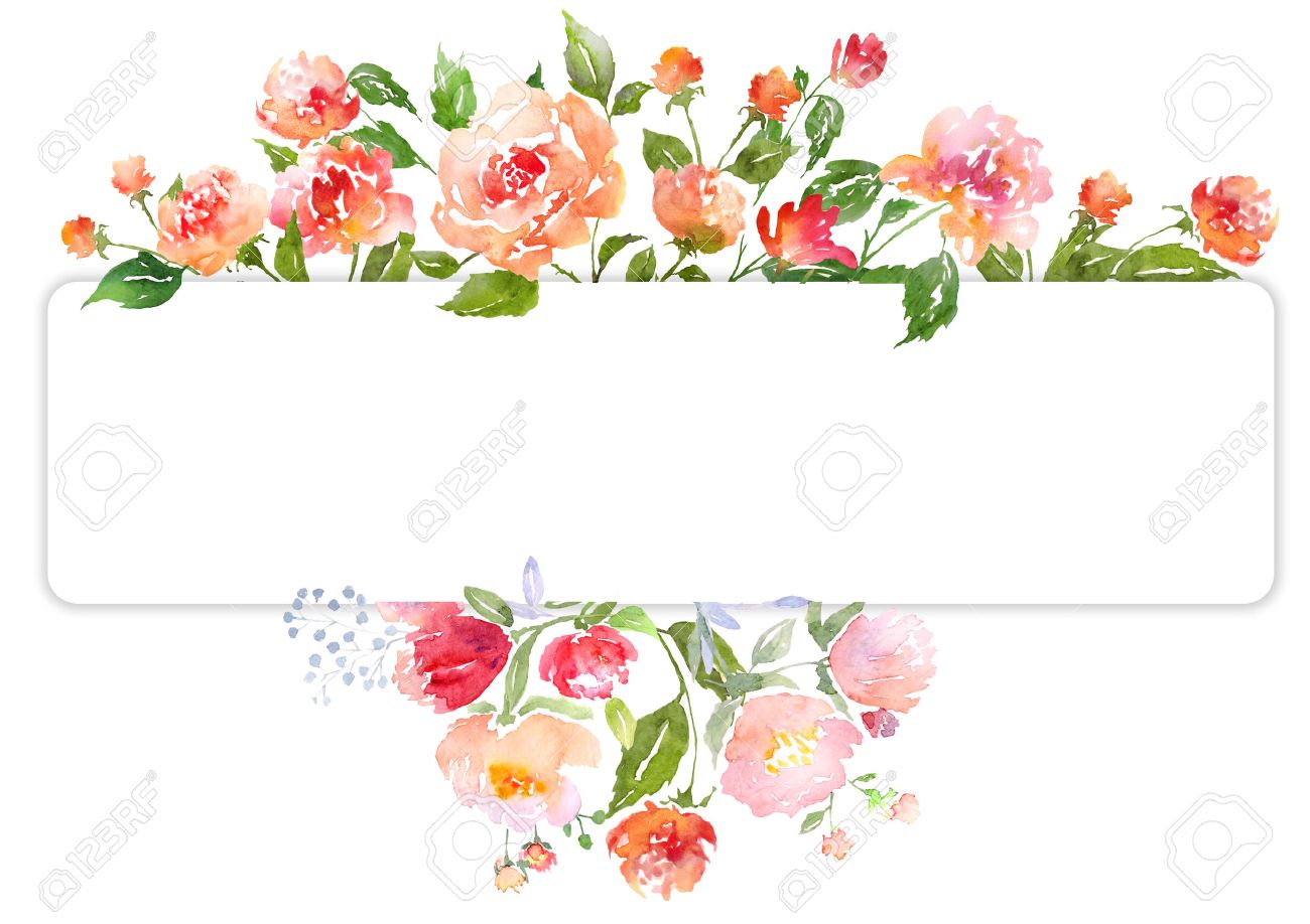 floral clip art with watercolor peonies illustration for greeting