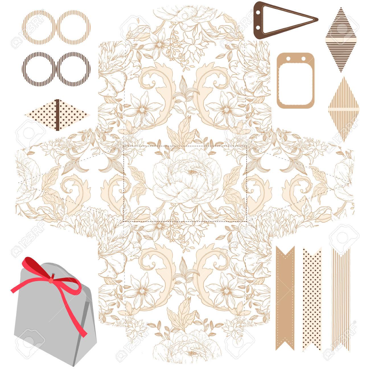 party set gift box template abstract vintage floral pattern