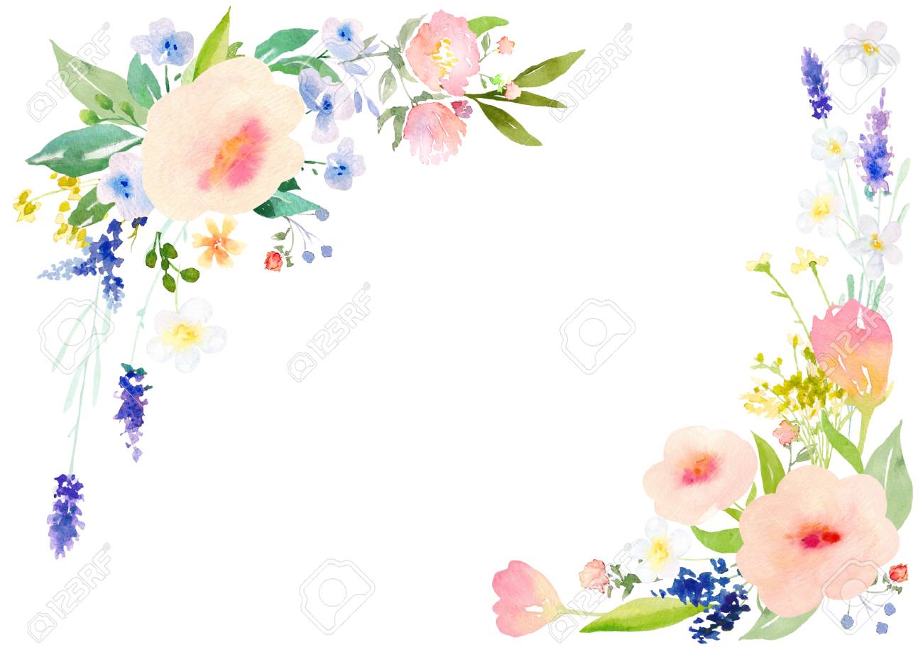 Card Template With Watercolor Roses. Blank Space For Your Text - 1300x919 - jpeg Blank Space Fast