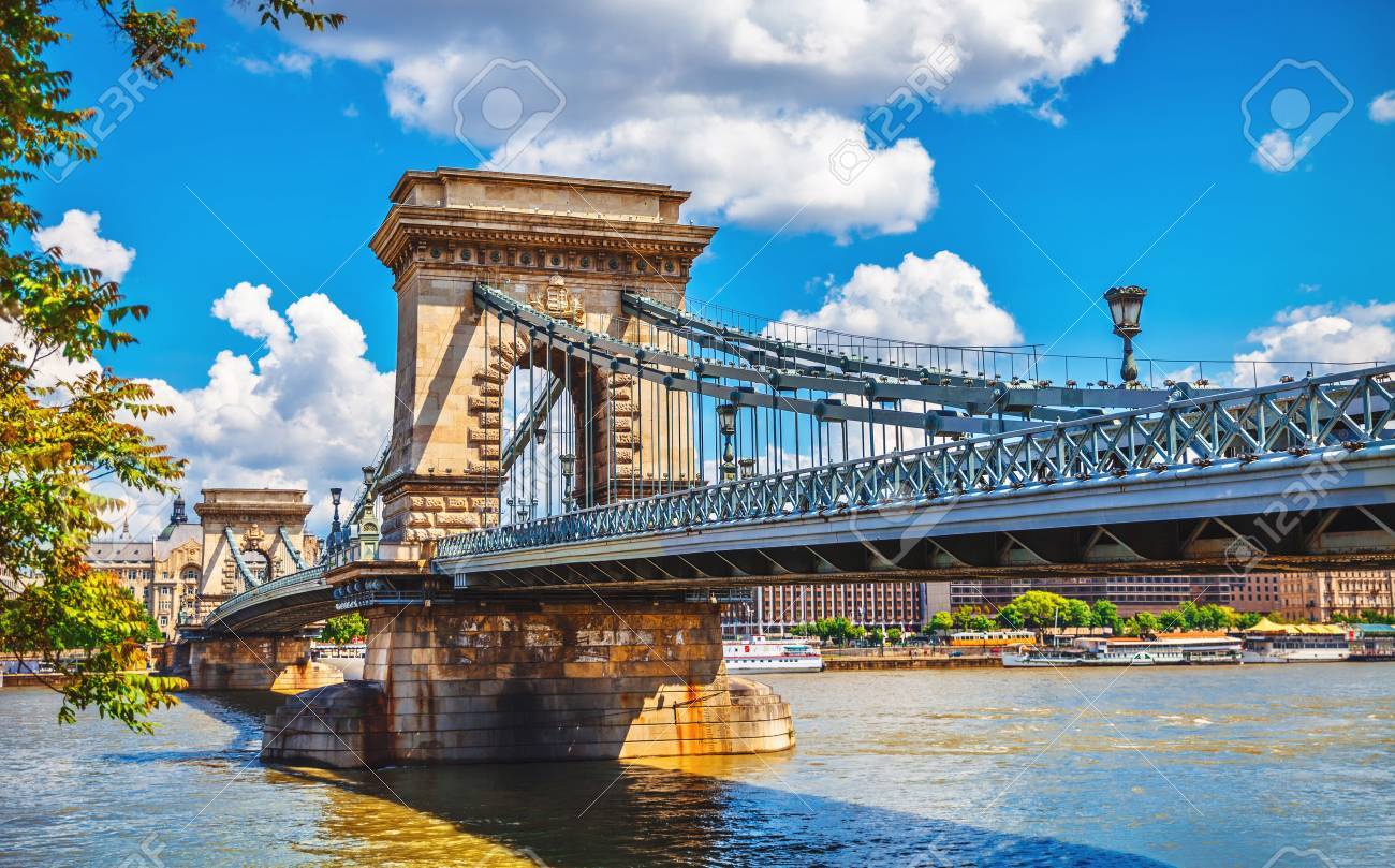 Chain Bridge On Danube River In Budapest City, Hungary Stock Photo, Picture  and Royalty Free Image. Image 59832642.