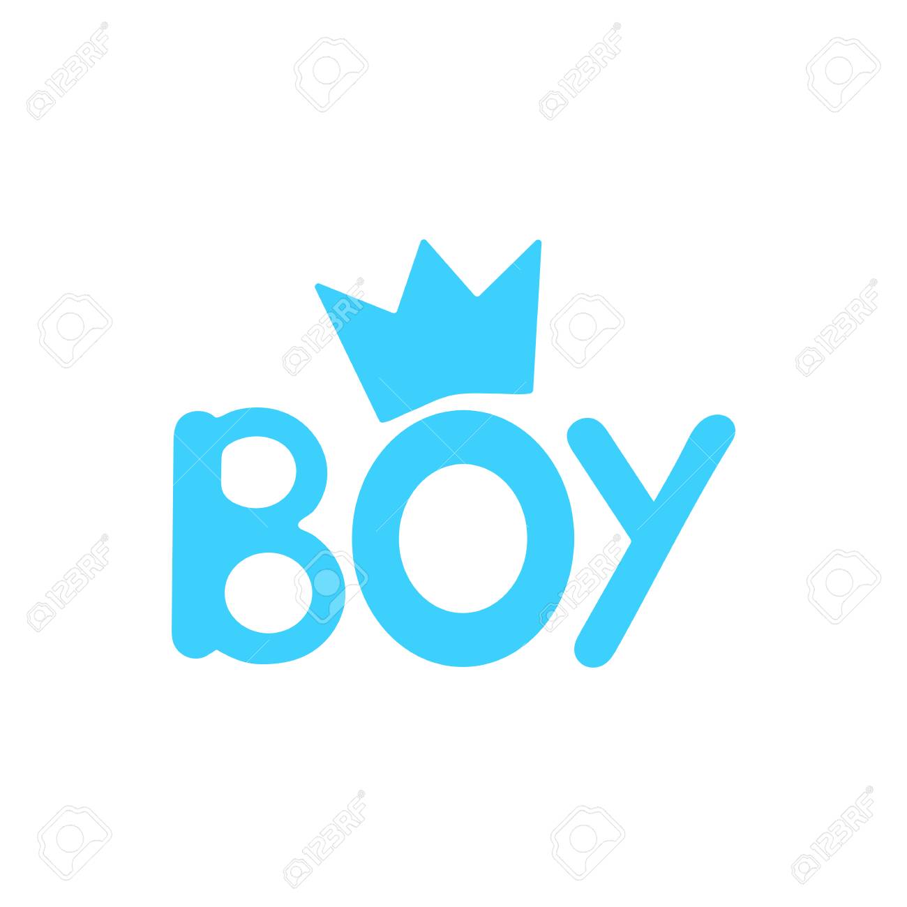 blue word boy and crown on the white background vector illustration boy word