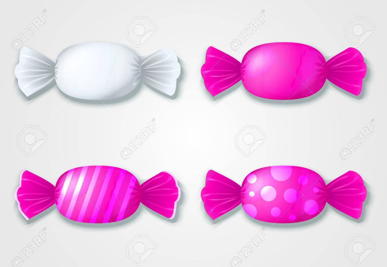 ラッパー 白とピンクの飴のセットです のイラスト素材 ベクタ Image