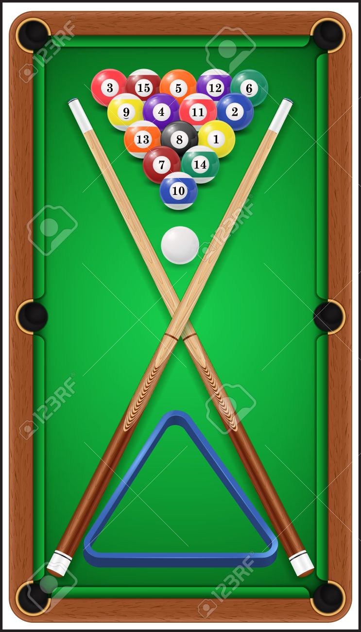 ビリヤード セット ビリヤード ボール ビリヤードのキュー ビリヤードの三角形 のイラスト素材 ベクタ Image 49454785