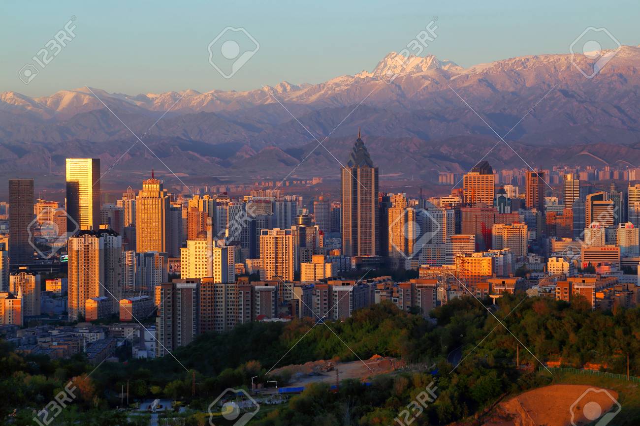 City Night Scene In Urumqi Xinjiang Stock Photo Picture And