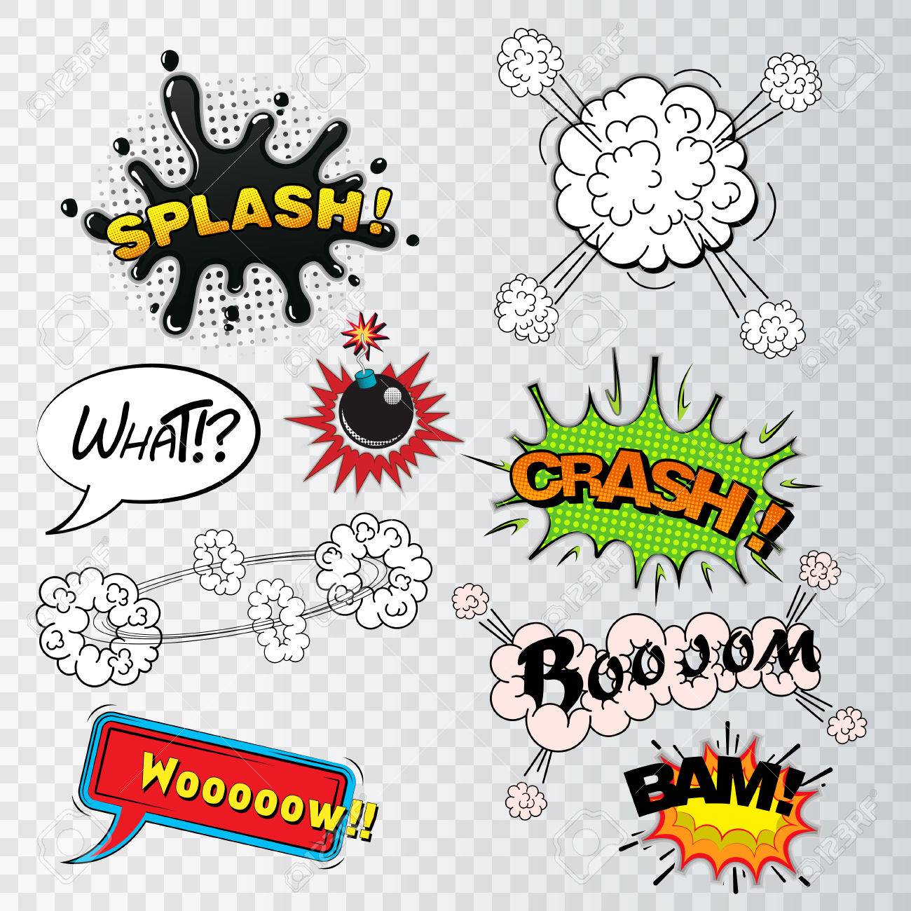 comic speech bubbles sound effects cloud explosion vector royalty