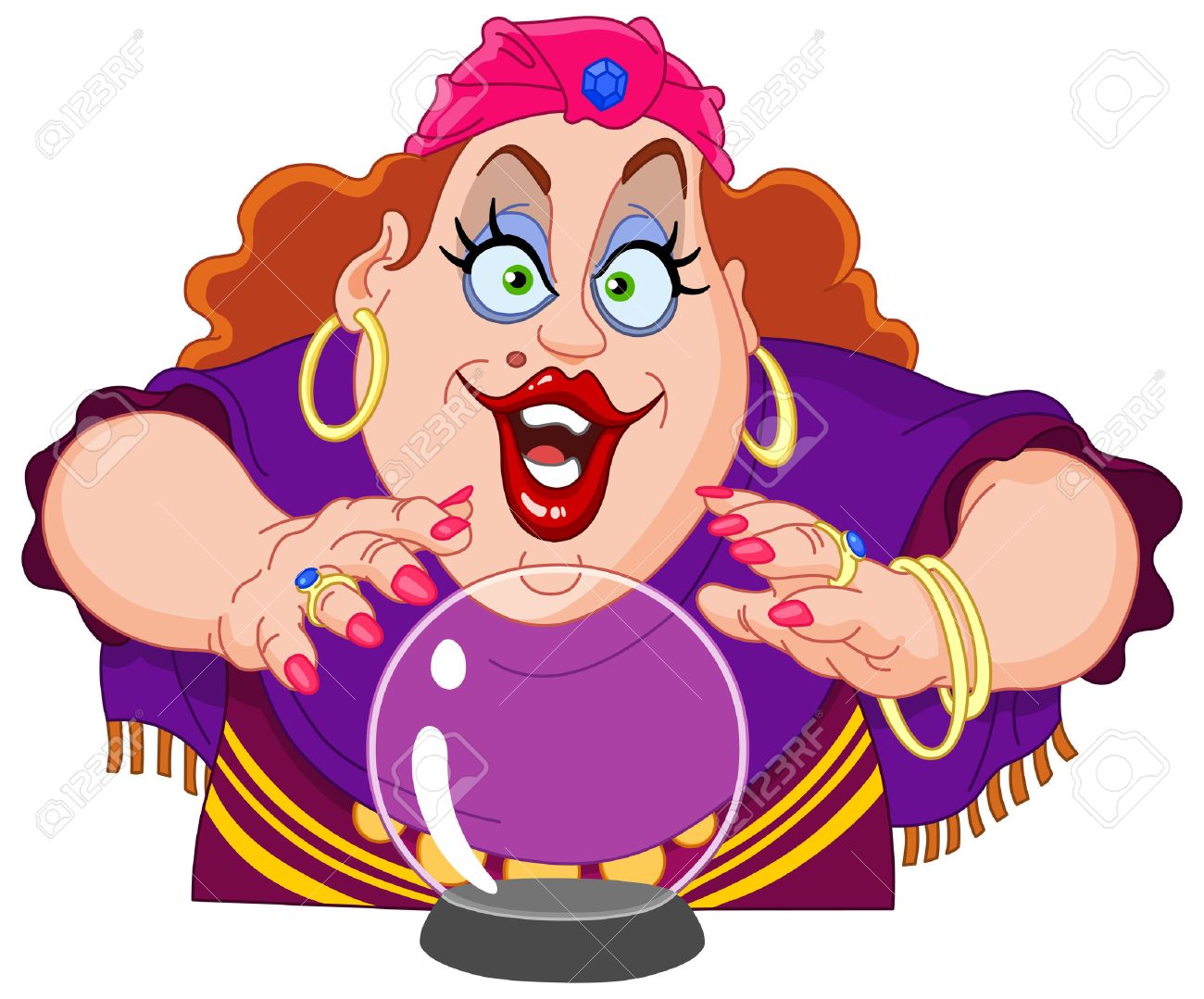 Gypsy Fortune Teller Holds Her Hands Above A Crystal Ball Royalty Free SVG,  Cliparts, Vectors, and Stock Illustration. Image 6652992., image size:1300x1079
