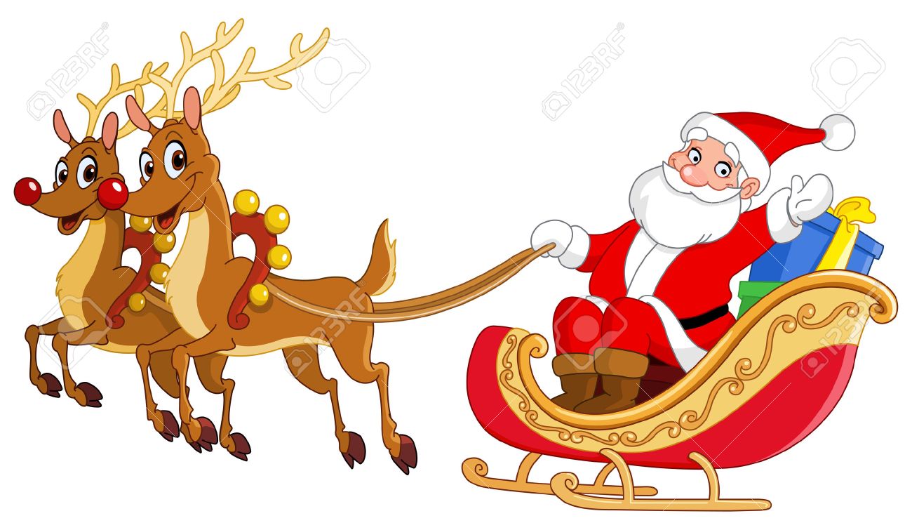 santa riding his sleigh royalty free cliparts vectors and stock