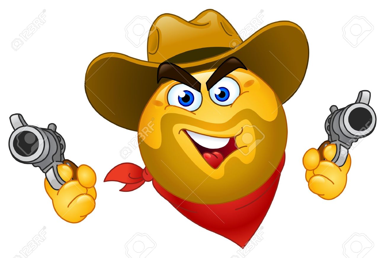 cowboy emoticon royalty free cliparts vectors and stock gun emoticon