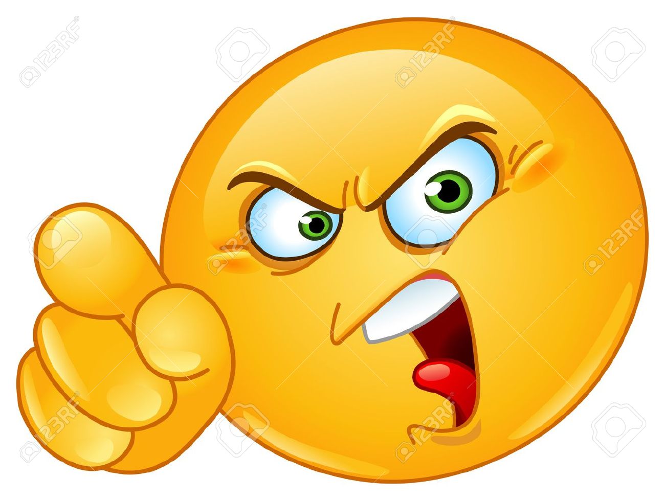 angry emoticon pointing an accusing finger royalty free cliparts