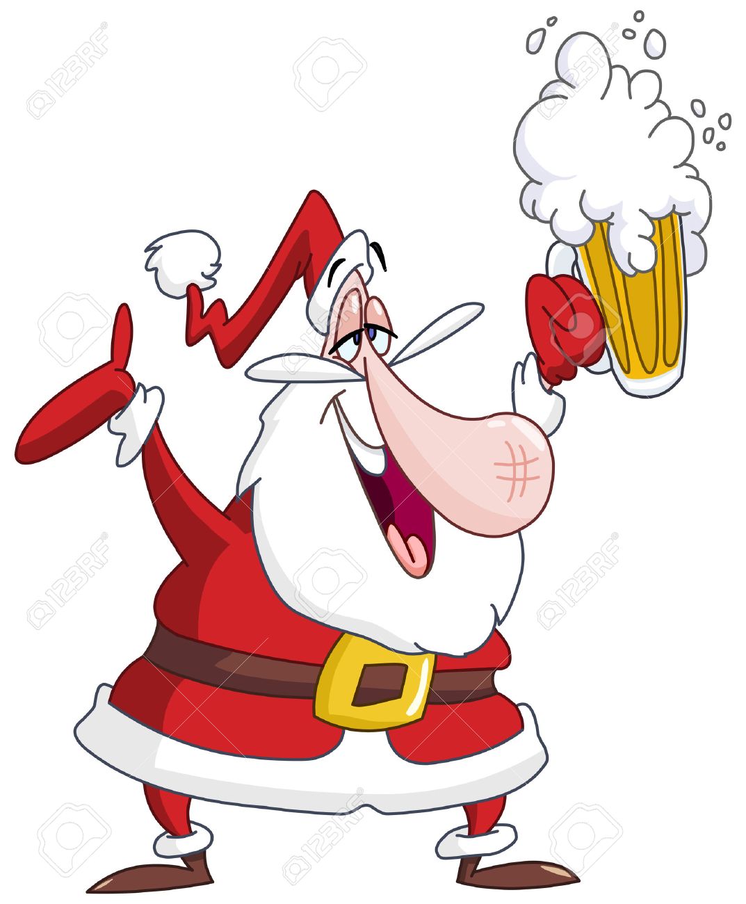 Drunk Pere Noel Avec De La Biere Clip Art Libres De Droits Vecteurs Et Illustration Image