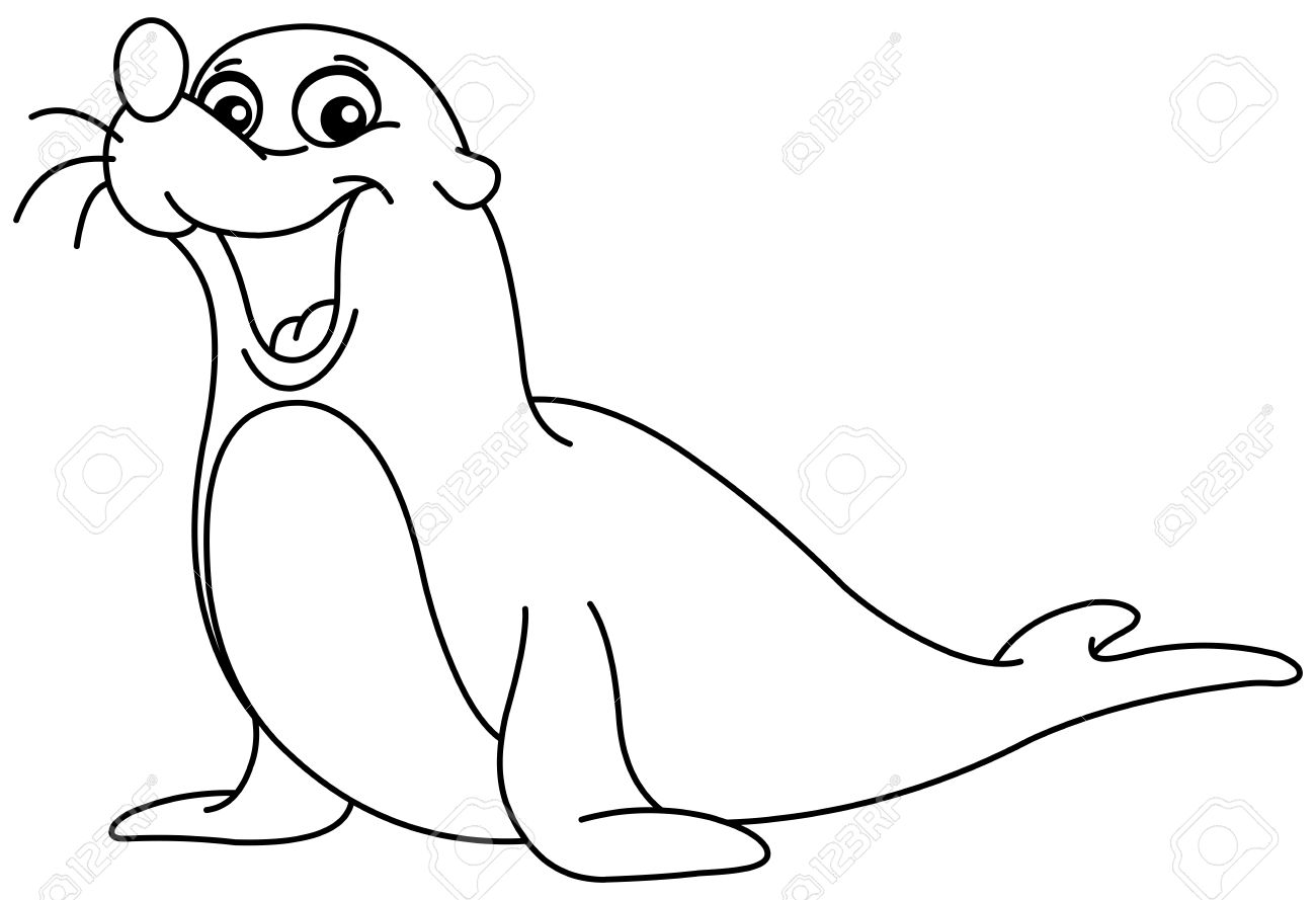 outlined happy seal vector illustration coloring page royalty free seal coloring