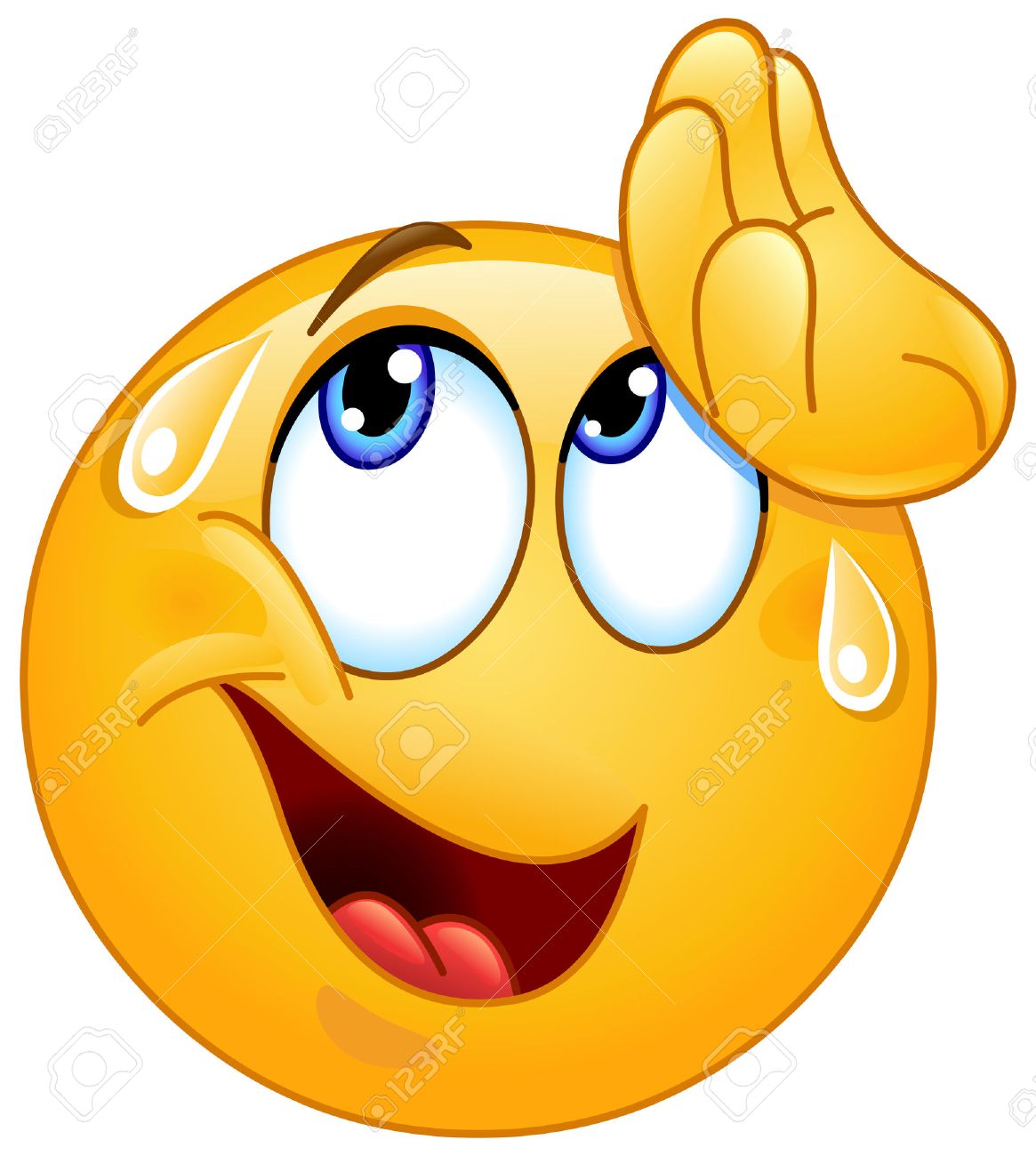 安心を感じて手で汗を拭い絵文字 のイラスト素材 ベクタ Image