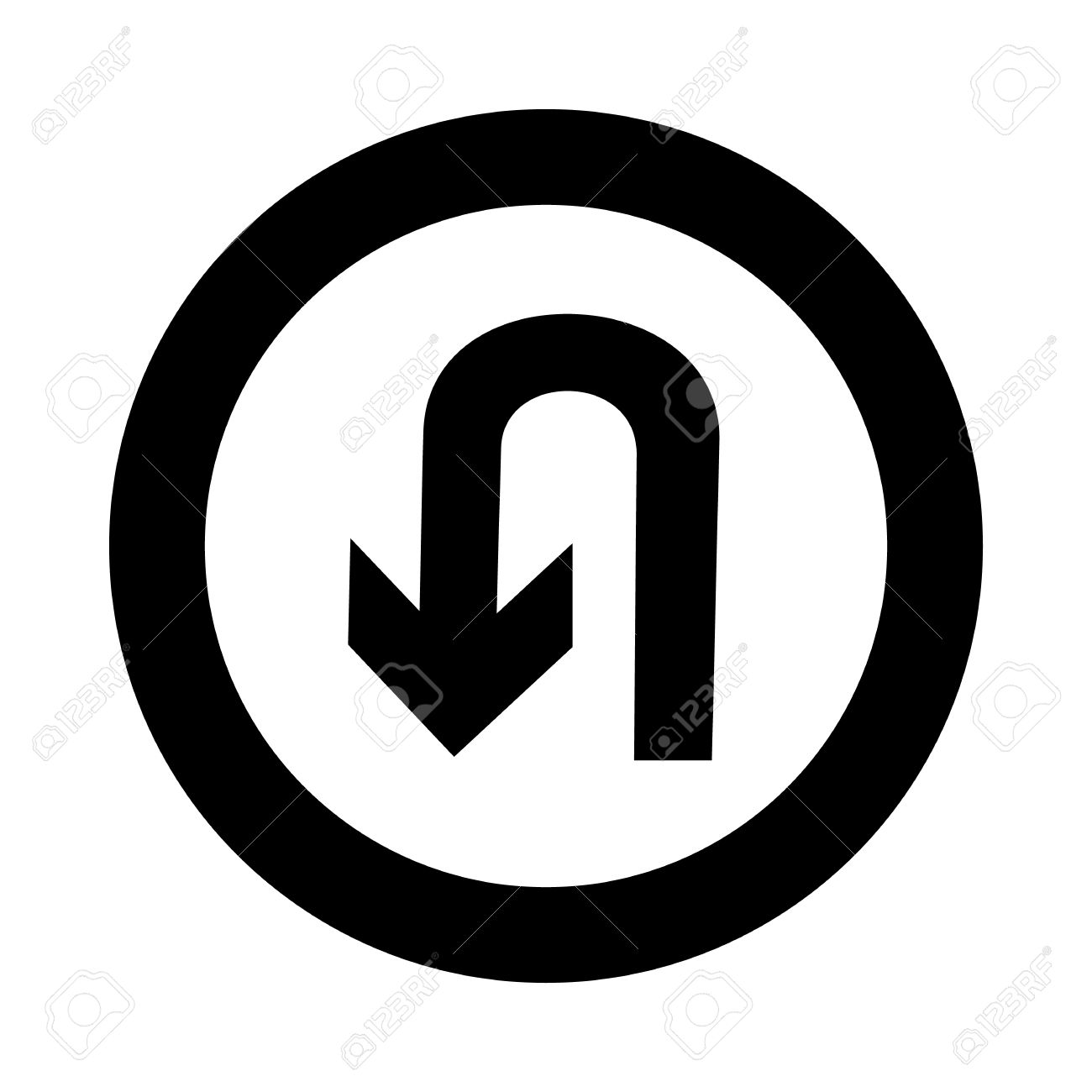 U Turn Roadsign Road Sign With Turn Symbol Isolated Vector