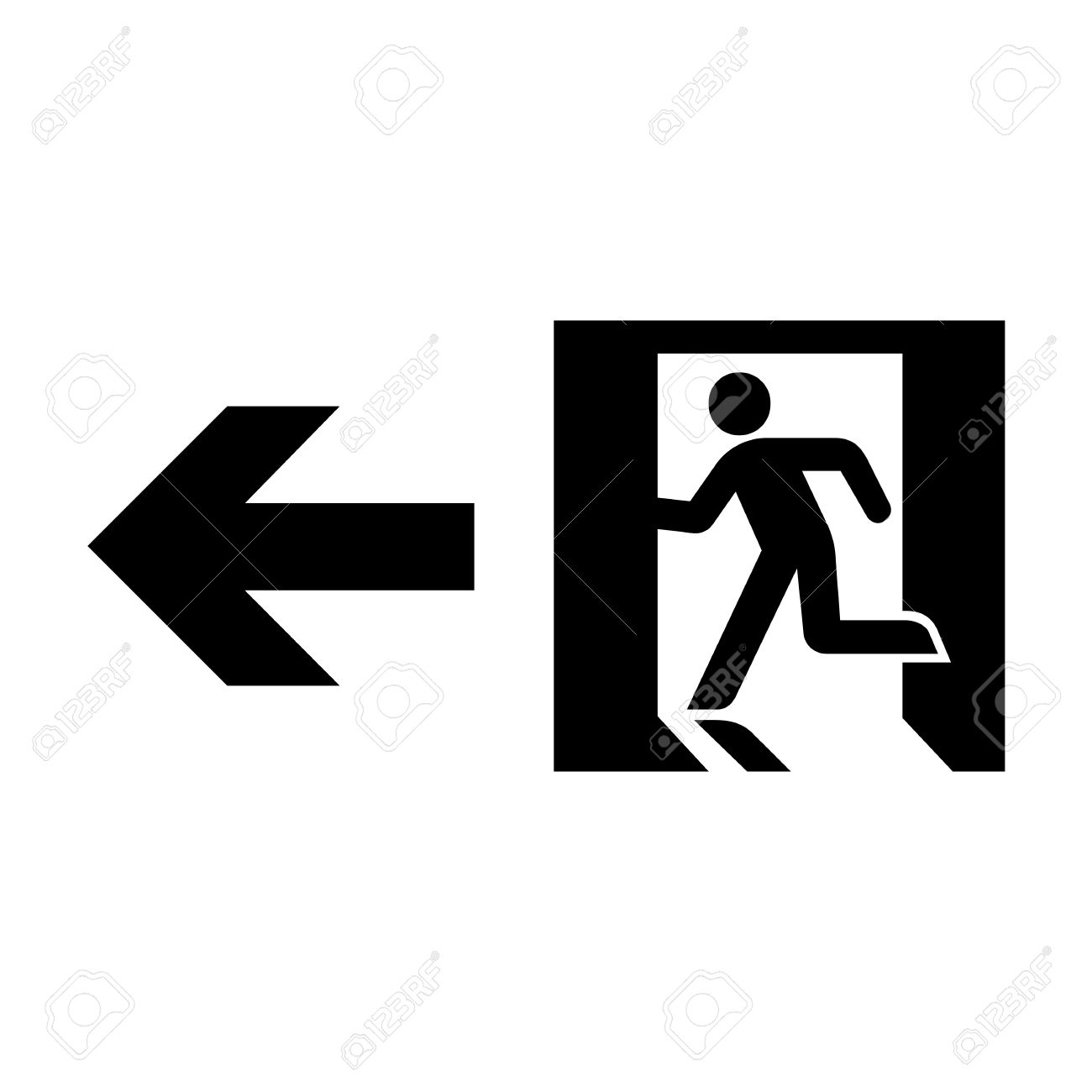 vector emergency exit sign on white illustration eps10 royalty free