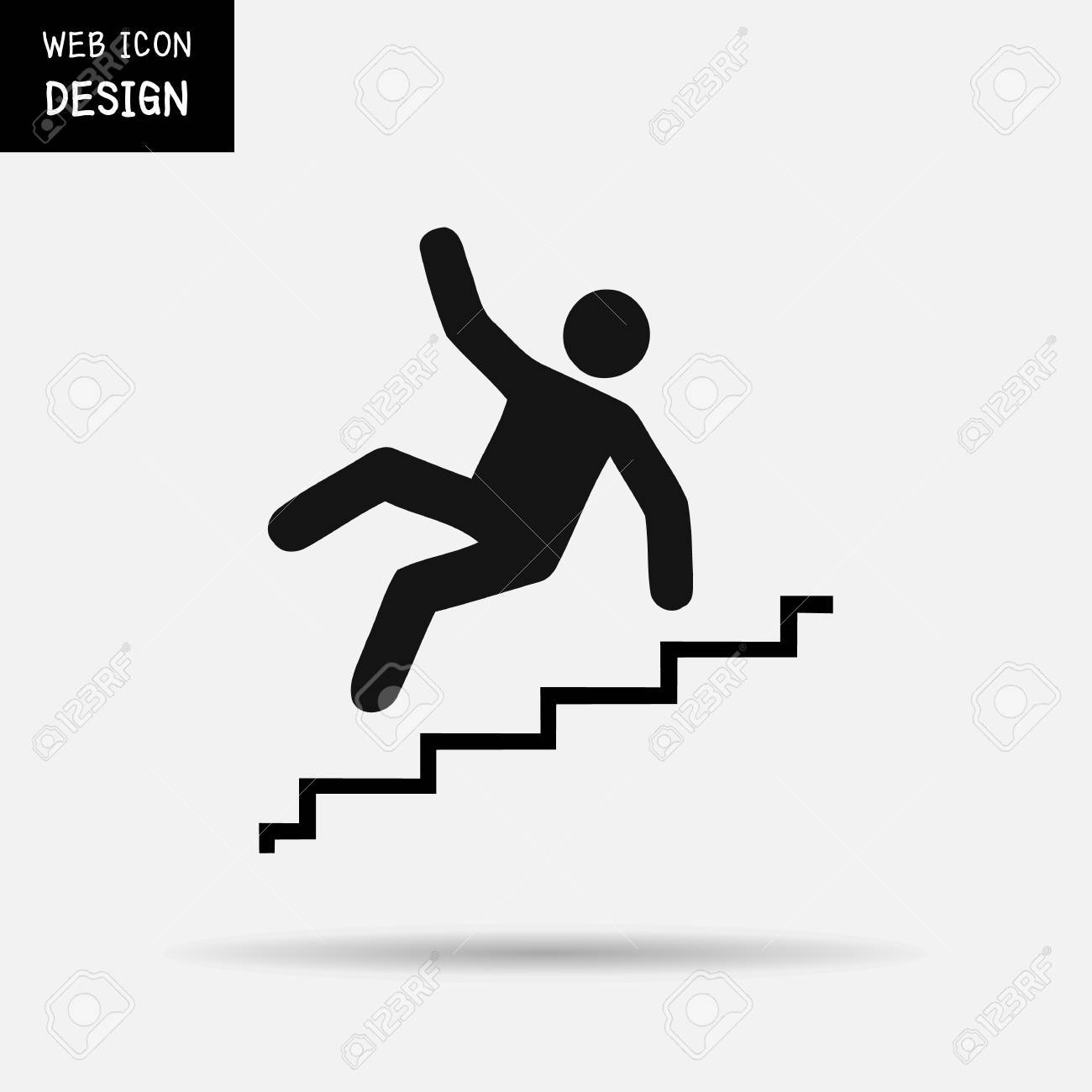 vector slippery stairs warning sign illustration isolated on