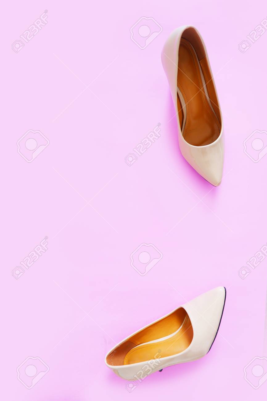 footwear for women on Stylish Nude Medium High Heels Shoes Isolated On Pastel Colors Stock Photo Picture And Royalty Free Image Image 114926859