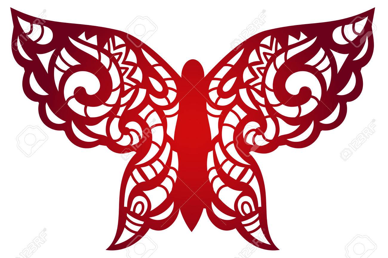 Laser Cut Flower Butterfly Pattern For Decorative Panel Vector
