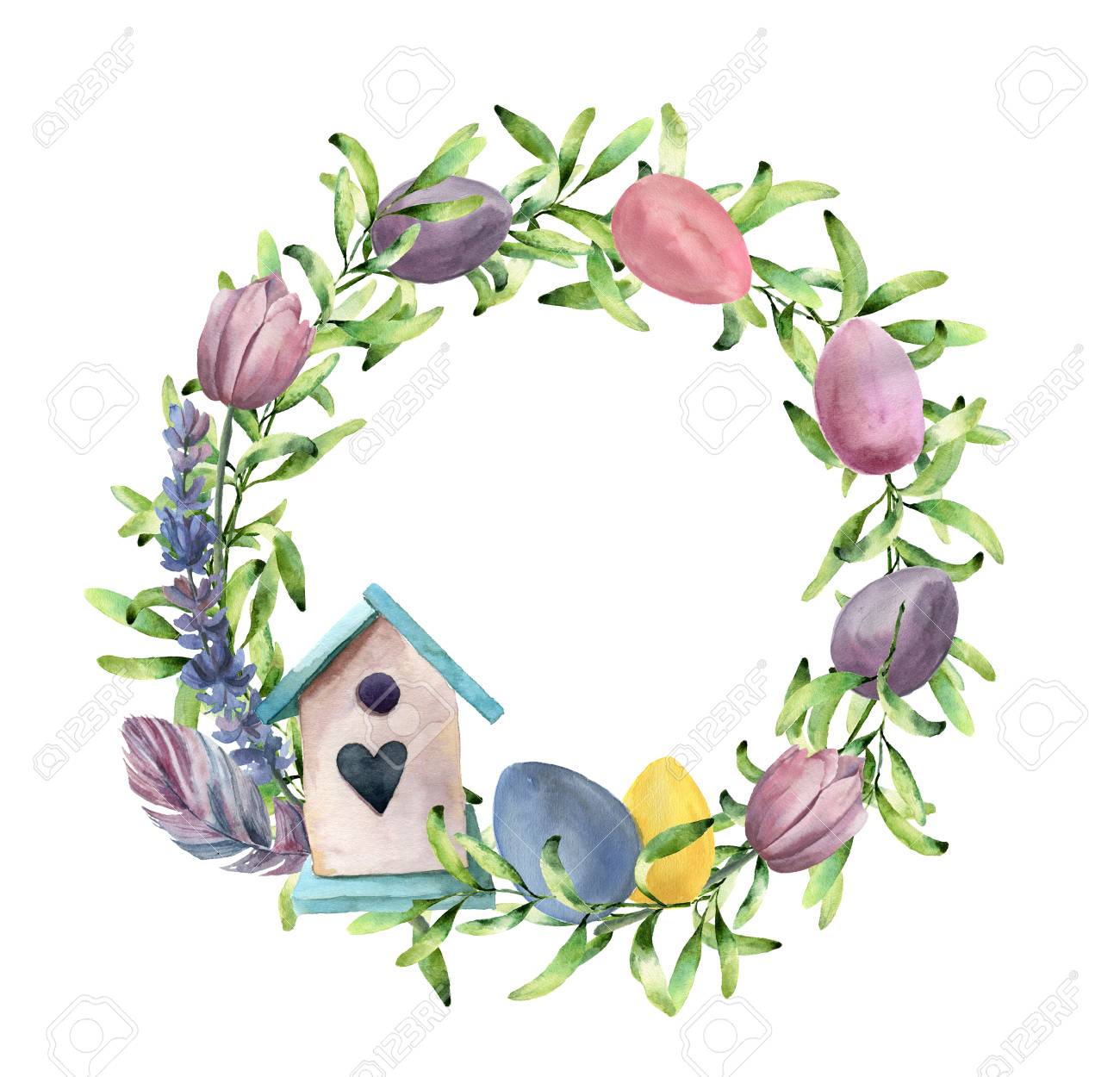 Watercolor Spring Watercolor Clipart Love Clipart Wreath Clipart Spring Clipart Heart Bird Key Bow Feather Flower Leaf Nest Bird House
