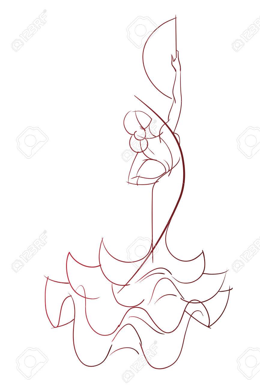 Gesture Drawing Young Female Flamenco Performer In Expressive Royalty Free Cliparts Vectors And Stock Illustration Image