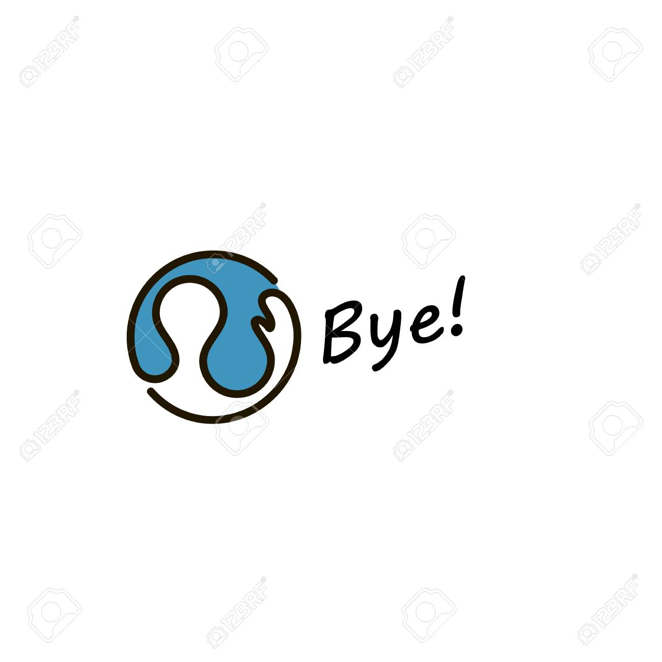 Isolated Blue Color Vector Round Logo Human Waving Hand Logotype