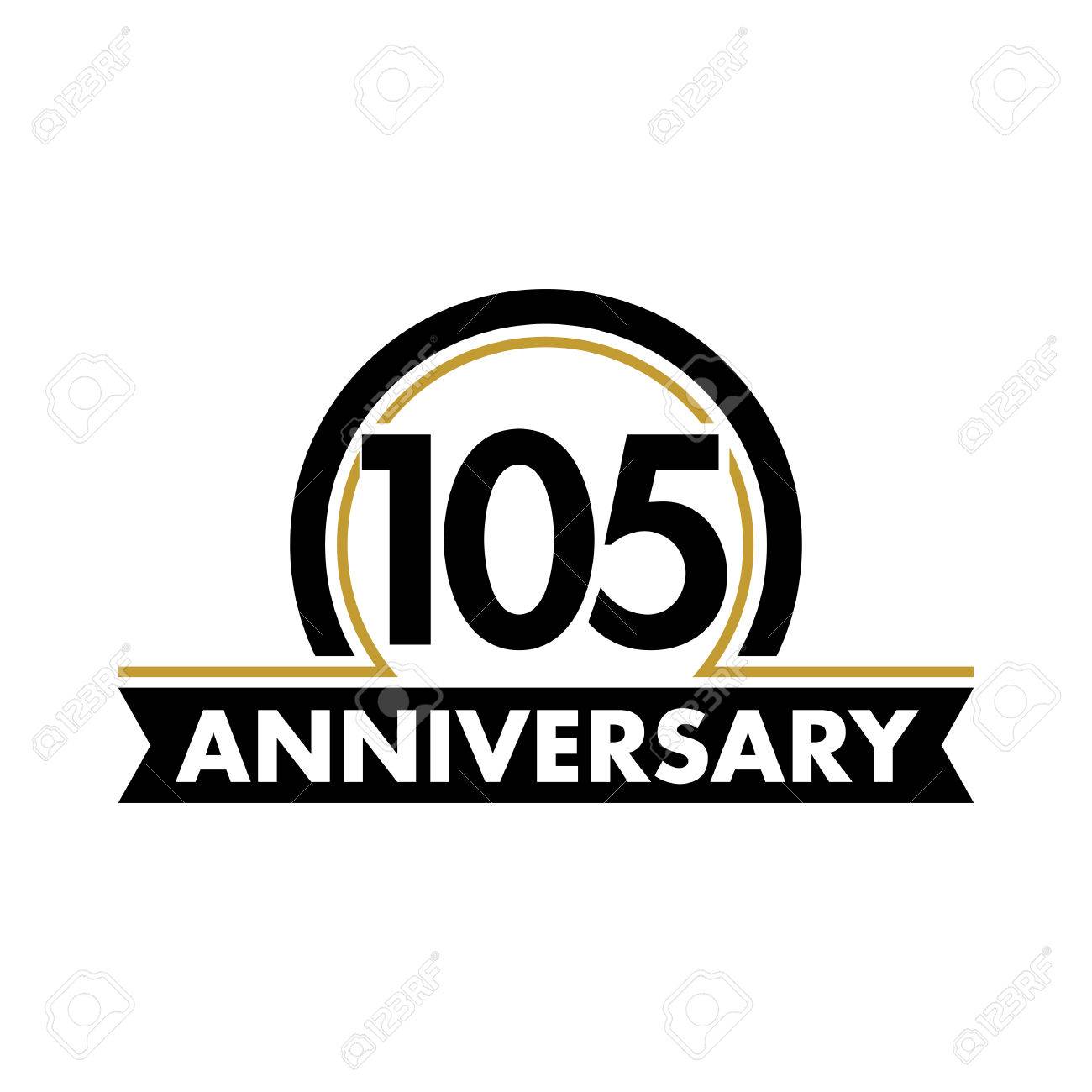 周年記念ベクトルの異常なラベルです 1 つ 100 周年シンボル マークです 105 年誕生日の抽象的なロゴ 円の弧 105 ジュビリーのイラスト素材 ベクタ Image
