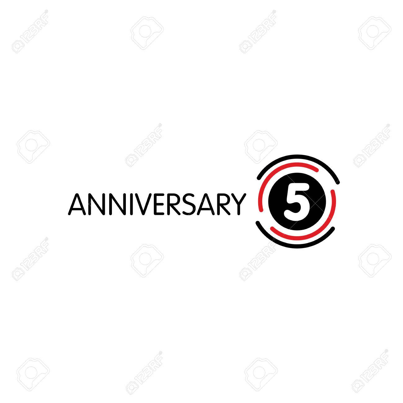 anniversary vector unusual label fifth anniversary symbol 5