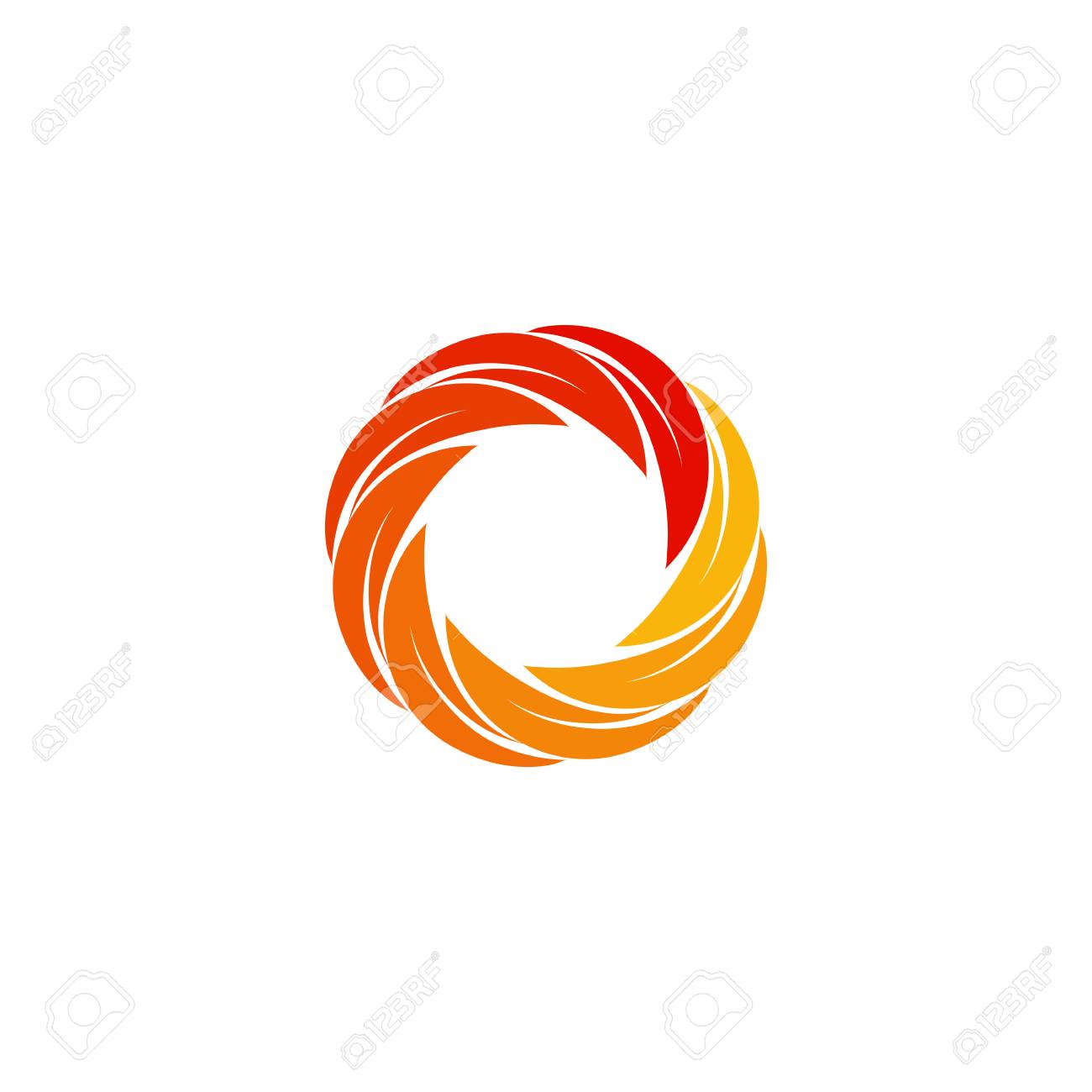isolated abstract red orange yellow circular sun logo round