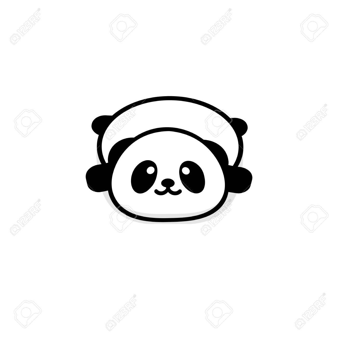 Mignon Stout Panda Reste Couche Illustration Vectorielle Baby Bear Logo Nouveau Dessin Au Trait Art Chinois Ours En Peluche Signe De Couleur Noire Simple Image Photo Avec Animal Clip Art Libres De