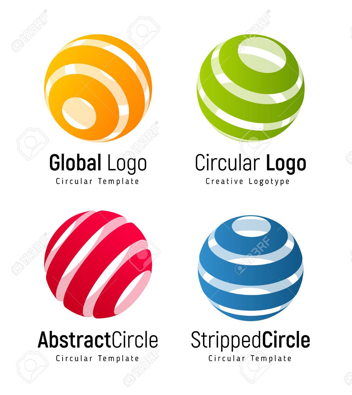 オレンジ グローバル テンプレート 緑赤い円形のシンプルなロゴタイプ抽象円会社サイン ロゴマーク 青い丸い形を剥奪します 渦巻き模様のベクトルのアイコンを設定します のイラスト素材 ベクタ Image
