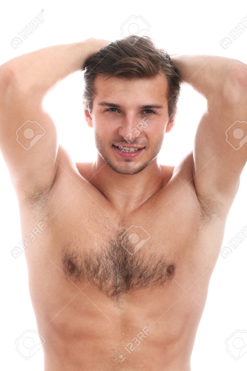 Handsome Guy With Naked Torso Isolated On A White Handsome Guy With Naked Torso Isolated On A White